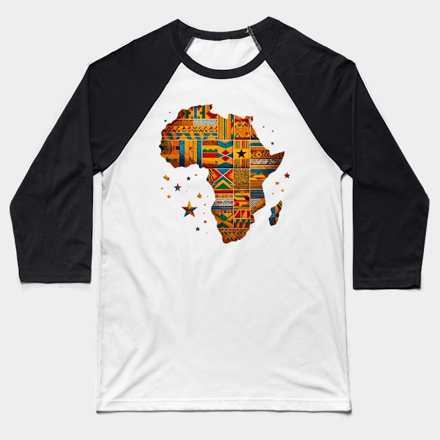 African Map Kente Pattern Baseball T-Shirt by Graceful Designs